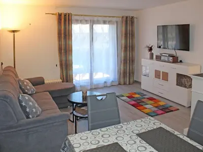 Ein Sitzbereich in der Unterkunft Ferienhaus Nr 134, Typ A, Feriendorf Hochbergle, Allgäu
