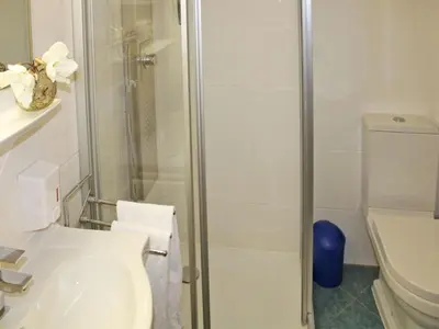 Ein Badezimmer in der Unterkunft Ferienhaus Nr 29, Typ C, Feriendorf Hochbergle, Allgäu