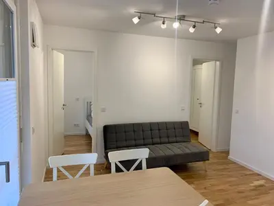 Ein Sitzbereich in der Unterkunft Ferienwohnung Lechglück