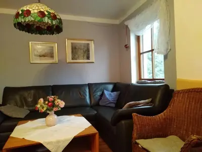 Ein Sitzbereich in der Unterkunft Ferienresidenz Chiemseestrand Nr. 8