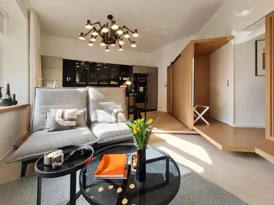 Ein Sitzbereich in der Unterkunft Luxury Omuntu-Design-Apartment Deluxe