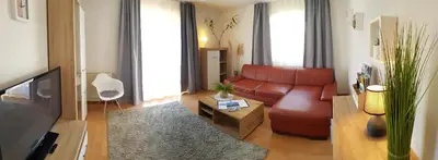 Ein Sitzbereich in der Unterkunft Apartment Morgensonne
