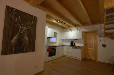 Küche/Küchenzeile in der Unterkunft Feriendorf Via Claudia Haus 78 Platzhirsch