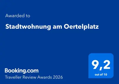 Ein Zertifikat, Auszeichnung, Logo oder anderes Dokument, das in der Unterkunft Stadtwohnung am Oertelplatz ausgestellt ist