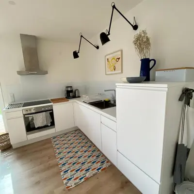 Küche/Küchenzeile in der Unterkunft Ferienwohnung Am bayrischen Meer