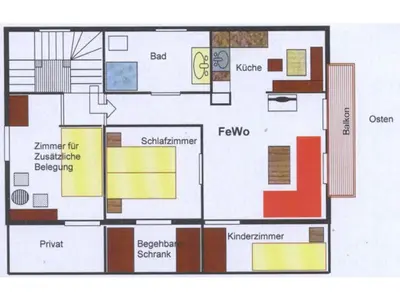 Grundriss der Unterkunft Ferienwohnung Hein