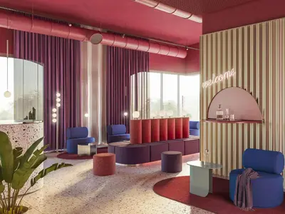 Ein Sitzbereich in der Unterkunft ibis Styles Muenchen Perlach