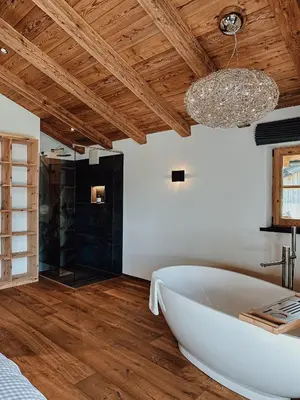 Ein Badezimmer in der Unterkunft Chalet Nordic mit privatem Whirlpool und Sauna