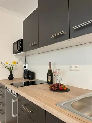 Küche/Küchenzeile in der Unterkunft Schöne Souterrainwohnung in Seeshaupt