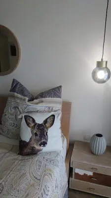 Ein Bett oder Betten in einem Zimmer der Unterkunft Maurers Schlierseetraum 6, Studio 455 mit 42 qm neu renoviert, Erdgeschoss mit eingezäunter Terrasse in ruhiger Lage am Kirchbichlweg 8