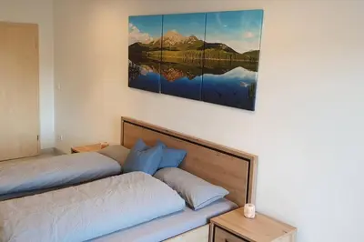 Ein Bett oder Betten in einem Zimmer der Unterkunft Ferienwohnung Jehl