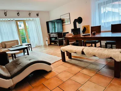 Ein Sitzbereich in der Unterkunft Apartment BERGfamilie - gemütlich ausgestattet, ruhig und familienfreundlich