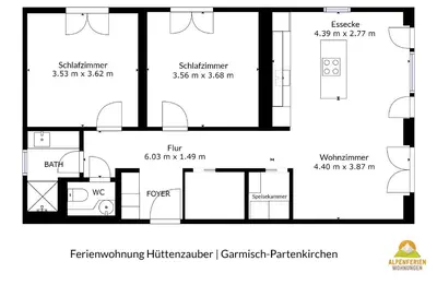 Grundriss der Unterkunft Huettenzauber