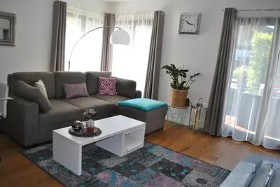 Ein Sitzbereich in der Unterkunft Ferienwohnung Krause