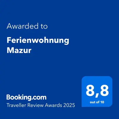 Ein Zertifikat, Auszeichnung, Logo oder anderes Dokument, das in der Unterkunft Ferienwohnung Mazur ausgestellt ist