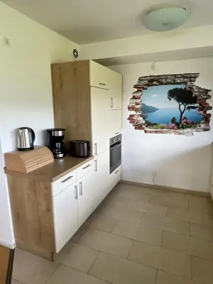 Küche/Küchenzeile in der Unterkunft Ferienwohnung Hochriesblick