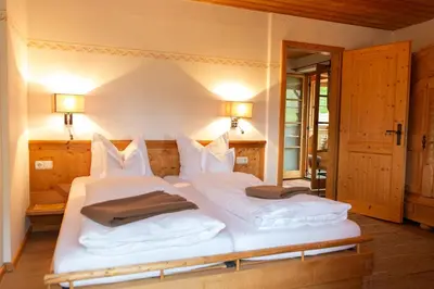 Ein Bett oder Betten in einem Zimmer der Unterkunft Landhaus Am Arzbach
