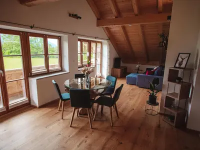Ein Sitzbereich in der Unterkunft Ferienhof Kohler