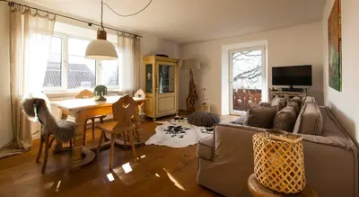 Ein Sitzbereich in der Unterkunft Ferienwohnung 