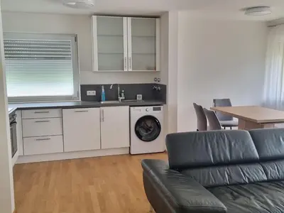 Küche/Küchenzeile in der Unterkunft Ferienwohnung Kuhsee