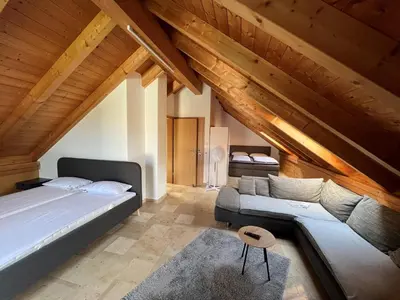 Ein Bett oder Betten in einem Zimmer der Unterkunft Weidehaus Pförring
