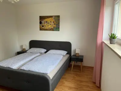 Ein Bett oder Betten in einem Zimmer der Unterkunft Weidehaus Pförring