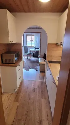 Küche/Küchenzeile in der Unterkunft Apartment KOFELBLICK mit Bergblick und KÖNIGSCARD