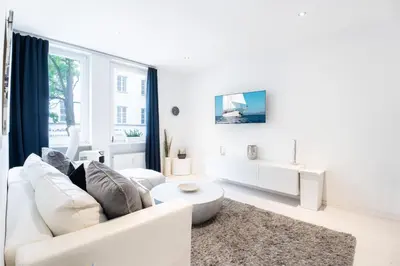 Ein Sitzbereich in der Unterkunft Komplette 2 Zimmer Wohnung Zentral neben Oktoberfest