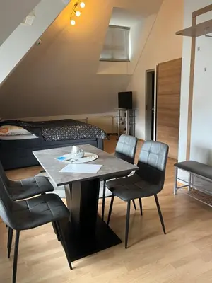 Ein Sitzbereich in der Unterkunft Zimmer zum vermieten direkt an der Donau und am Schloss