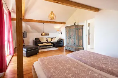 Ein Bett oder Betten in einem Zimmer der Unterkunft Ferienwohnung Zur Wache