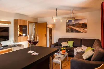 Ein Sitzbereich in der Unterkunft Landhaus Geierstanger