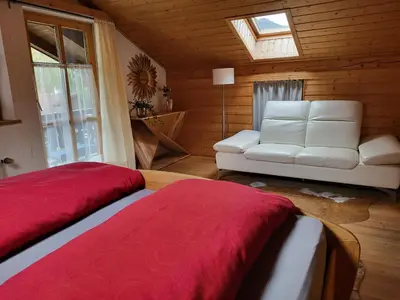 Ein Bett oder Betten in einem Zimmer der Unterkunft Apartment PANORAMA mit unverbauten Bergblick und KÖNIGSCARD
