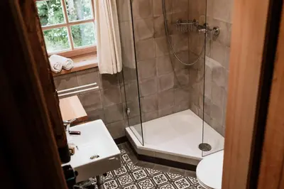 Ein Badezimmer in der Unterkunft Haslauer Hüttn
