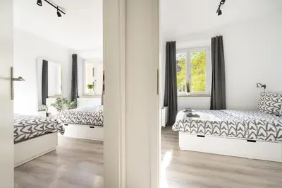 Ein Bett oder Betten in einem Zimmer der Unterkunft Apartment an der Theresienwiese