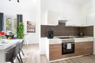 Küche/Küchenzeile in der Unterkunft Apartment an der Theresienwiese