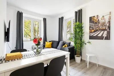 Ein Sitzbereich in der Unterkunft Apartment an der Theresienwiese