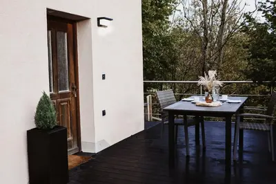 Ein Balkon oder eine Terrasse in der Unterkunft Ferienwohnung am Gruberbach