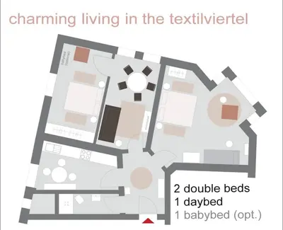 Grundriss der Unterkunft Charmante Stadtwohnung im Textilviertel