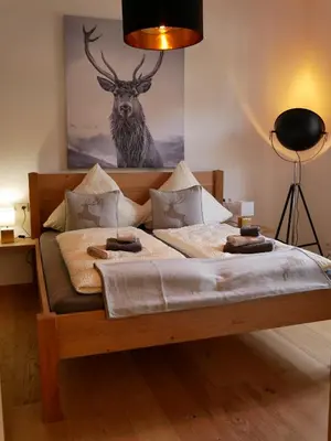 Ein Bett oder Betten in einem Zimmer der Unterkunft 2 Zimmer Ferienwohnung „Schliersberg“