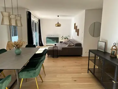 Ein Sitzbereich in der Unterkunft Waldblick Wohnung