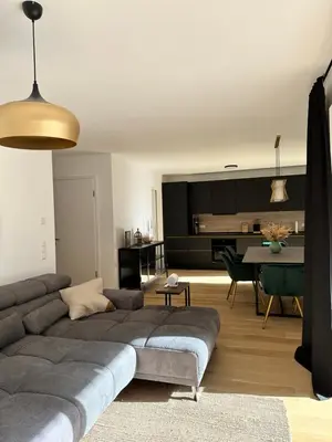 Ein Sitzbereich in der Unterkunft Waldblick Wohnung