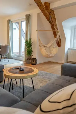 Ein Sitzbereich in der Unterkunft Ferienwohnung 