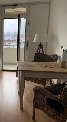 Ein Sitzbereich in der Unterkunft Sunrise Studio für 2-3 Personen