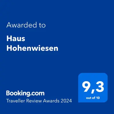 Ein Zertifikat, Auszeichnung, Logo oder anderes Dokument, das in der Unterkunft Haus Hohenwiesen ausgestellt ist