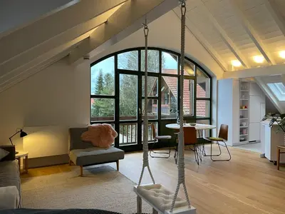 Ein Sitzbereich in der Unterkunft Gemütliches Loft