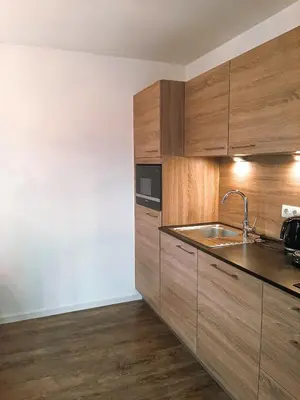 Küche/Küchenzeile in der Unterkunft Ferienwohnung Bergzauber mit Balkon & Bergblick