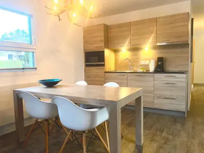 Küche/Küchenzeile in der Unterkunft Ferienwohnung Bergzauber mit Balkon & Bergblick