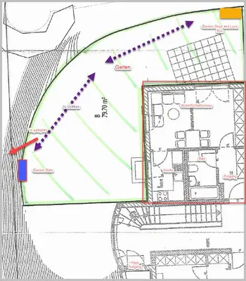 Grundriss der Unterkunft Happy Trails, Cosy One Room Garten Apartment
