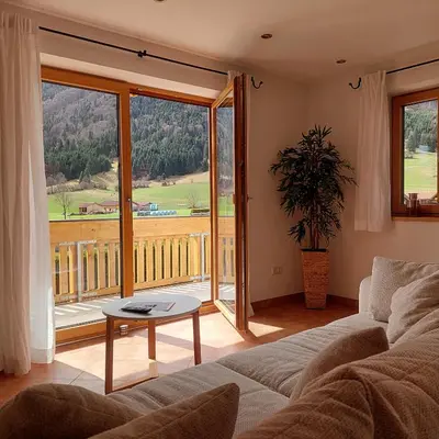 Ein Sitzbereich in der Unterkunft Apartment Kofelblick