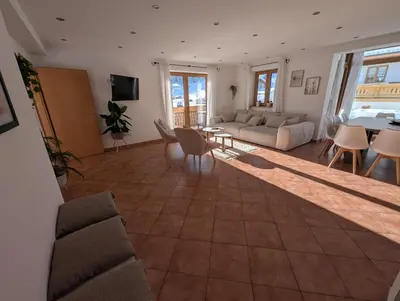 Ein Sitzbereich in der Unterkunft Apartment Traumblick
